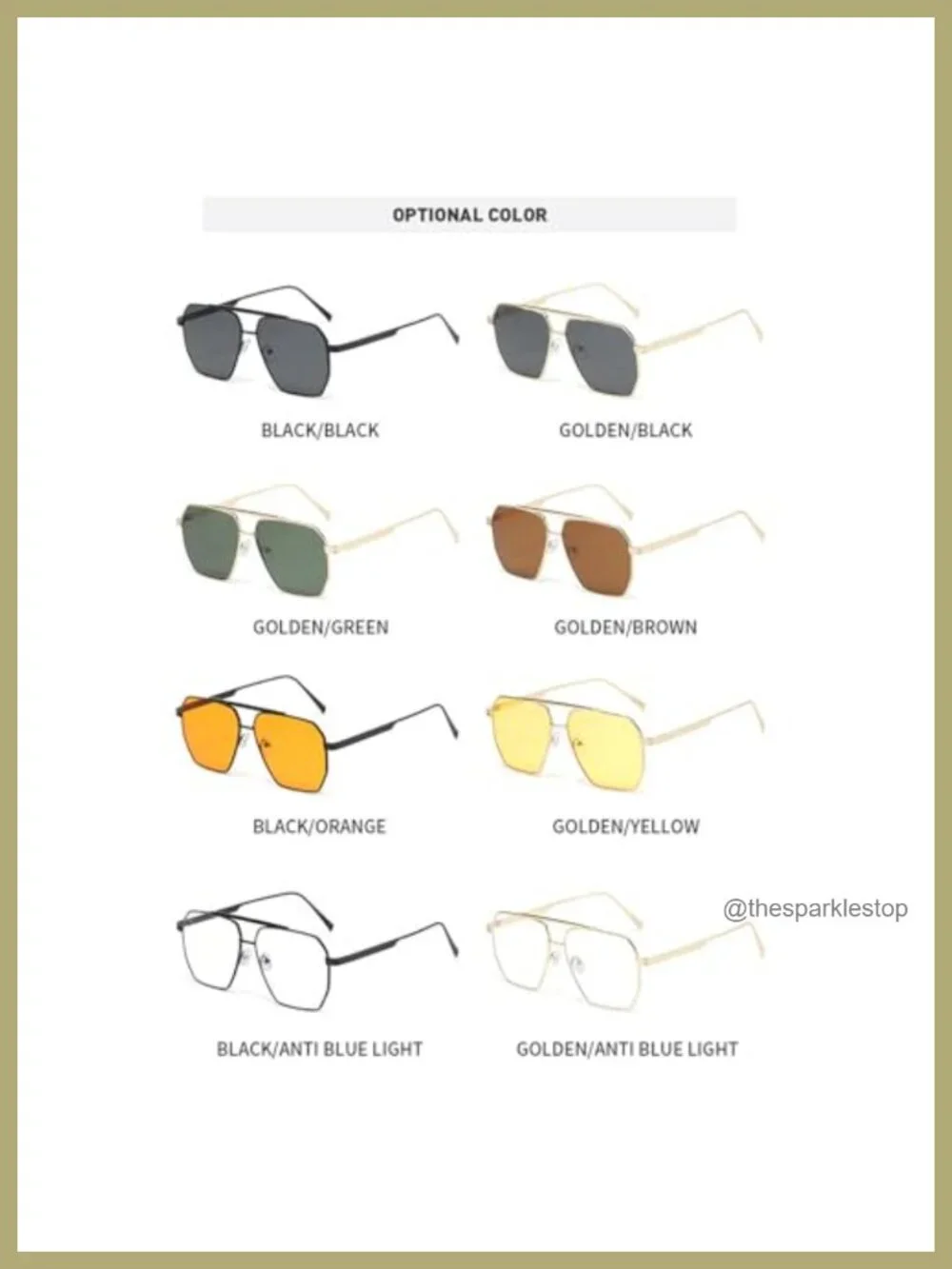 Retro Oversized Square Sunglasses UV400 Protection Metal Frame